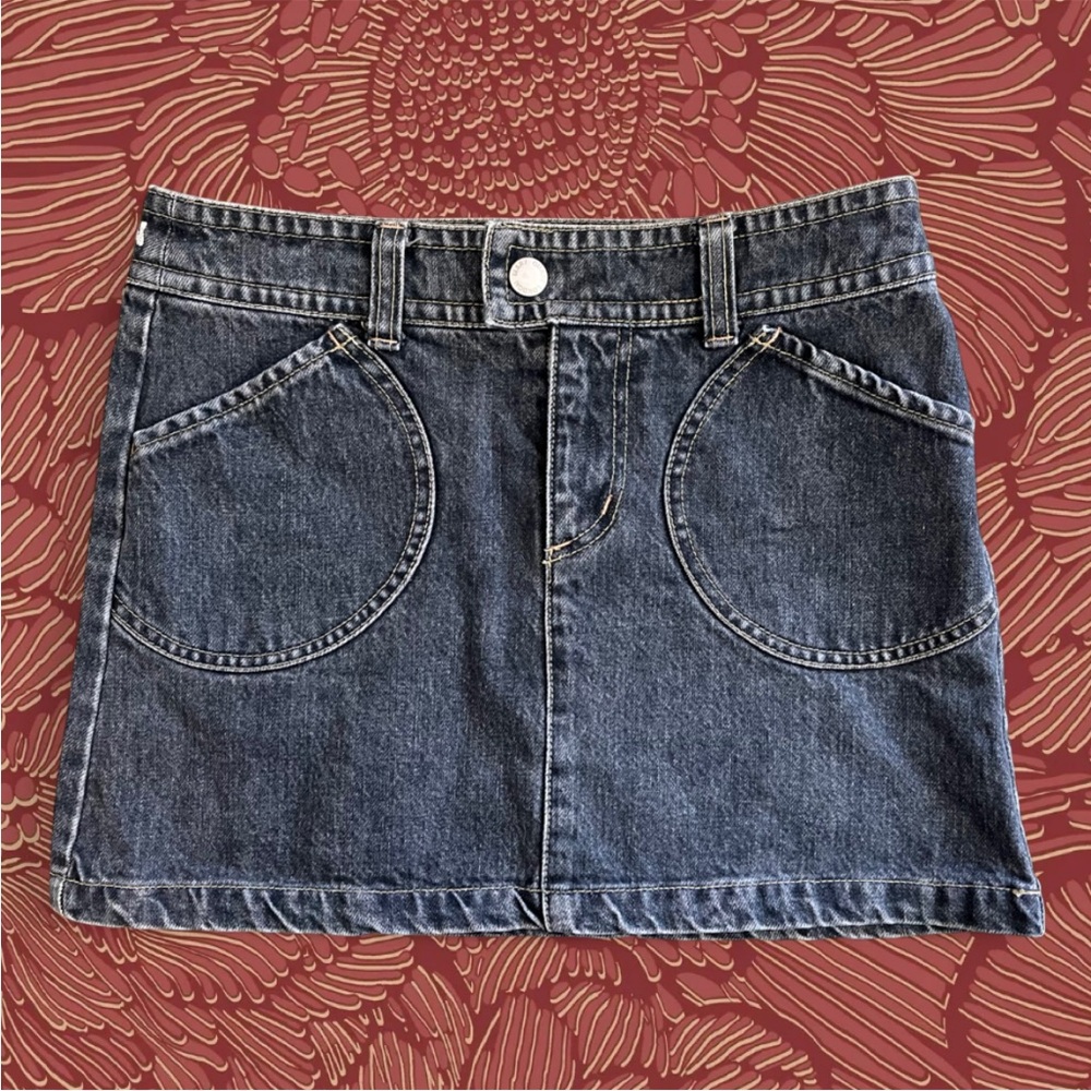 Mary Quant London Gray Denim Mini Skirt With Pockets Size S